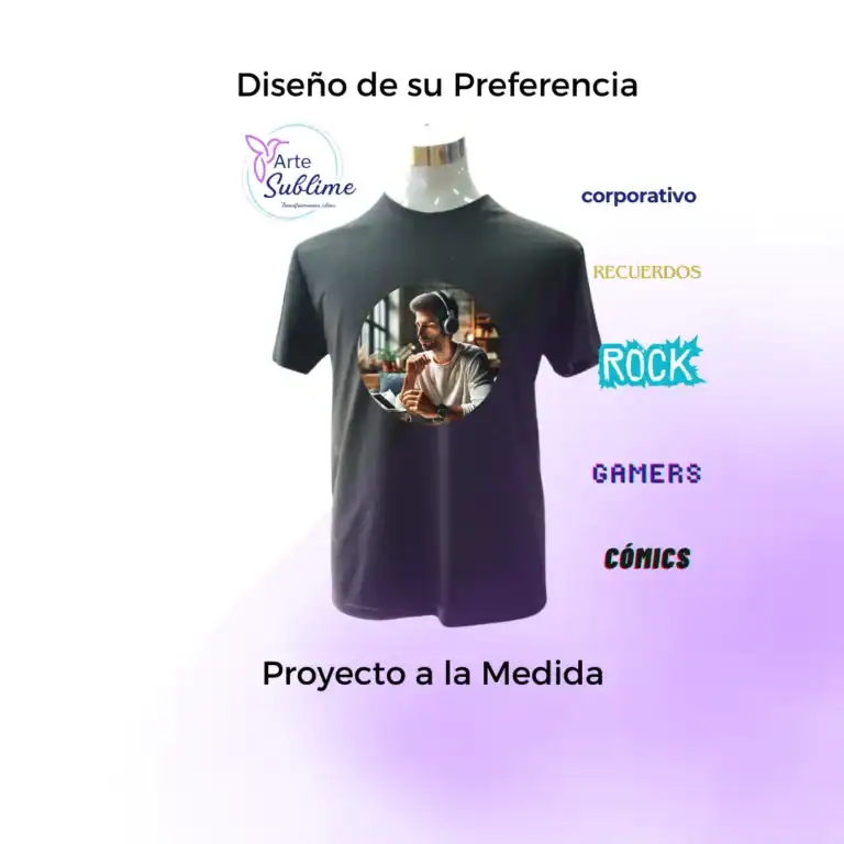 Polera Subli PU con Estampado en algodón con imagen - Polera Cuello Redondo - Polera Cuello Redondo Unisex - Polera Algodón con estampado 