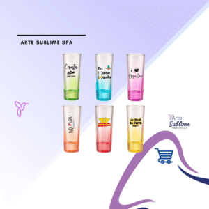 Set 12 vasos para shot 5,5cl con DTF UV - Set de 12 Vasos Shot