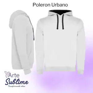 Polerón Urban Blanco con tira de color Marino