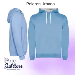 Polerón Urban Celeste con tira de color blanco