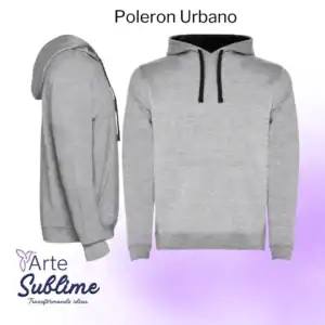 Polerón Urban Gris Vigoré con tira de color Negro
