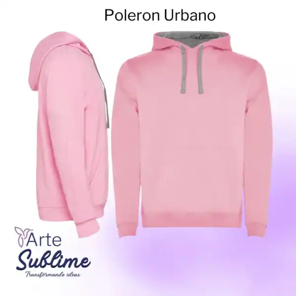 Polerón Urban Rosa con tira de color Gris Vigoré