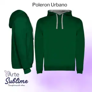 Polerón Urban Verde Botella con tira de color Gris Vigoré