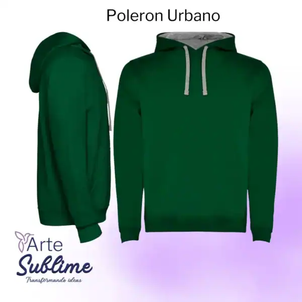 Polerón Urban Verde Botella con tira de color Gris Vigoré