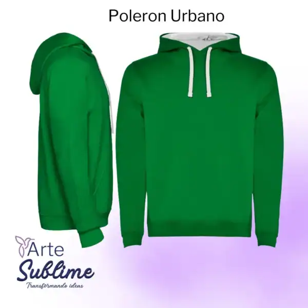 Polerón Urban Verde Kelly con tira de color blanco