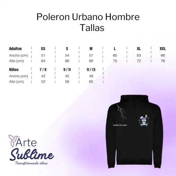 Tallas del Polerón Urbano Caballero