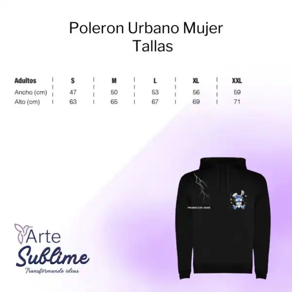 Tallas del Polerón Urbano Dama