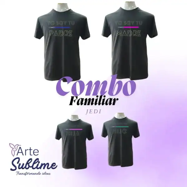 Combo Familiar de 4 Poleras Personalizadas Jedi