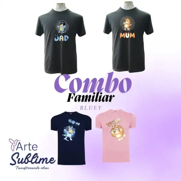 Combo familiar Bluey 4 poleras