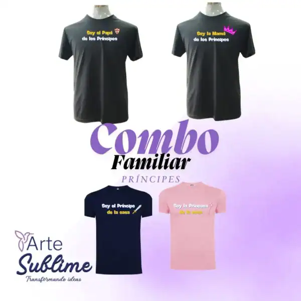 Combo familiar Príncipes 4 poleras