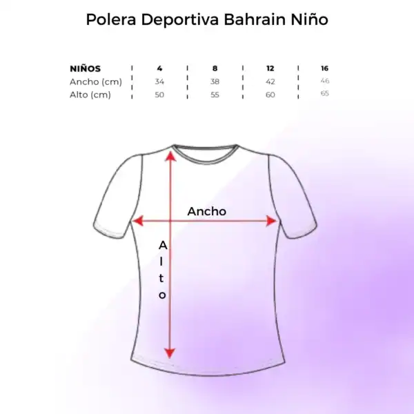 Polera Deportiva Bahrain Niño Tallas