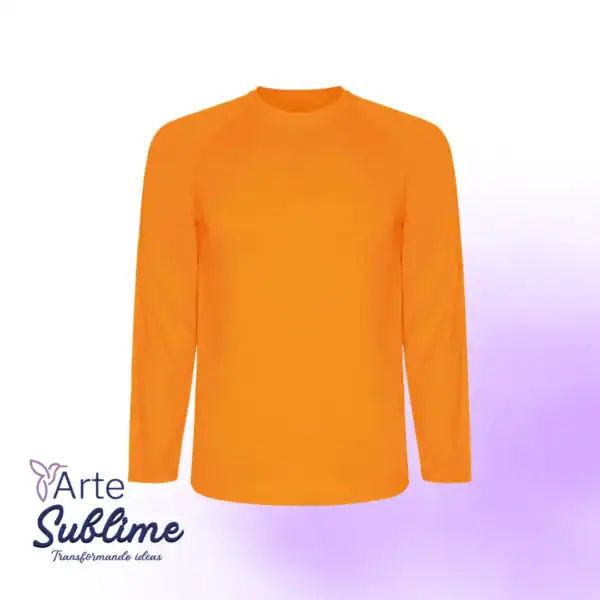 Polera Deportiva Manga Larga Hombre Montecarlo Naranja Fluor - Oferta de Polera Deportiva Manga Larga Montecarlo Hombre