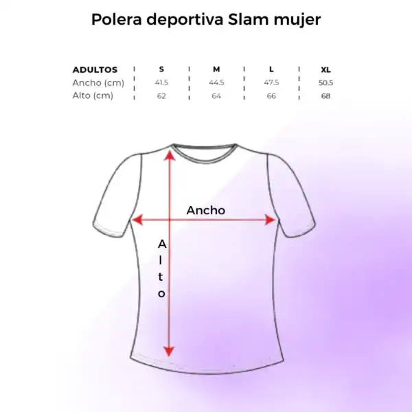 Polera deportiva Slam mujer Tallas - Polera Deportiva Slam Femenina