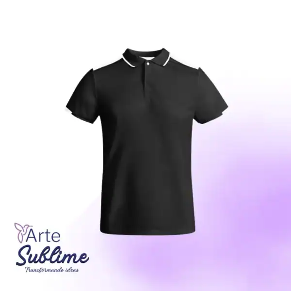 Polera deportiva piqué Tamil Negro con Blanco