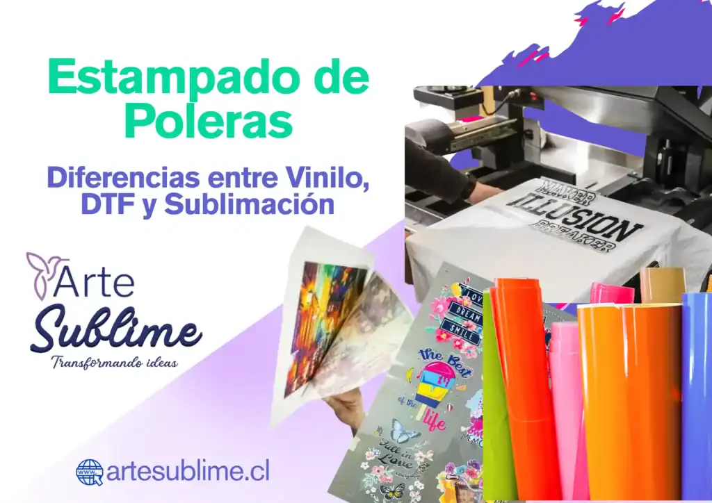 Estampado de Poleras Diferencias entre Vinilo, DTF y Sublimación Arte Sublime