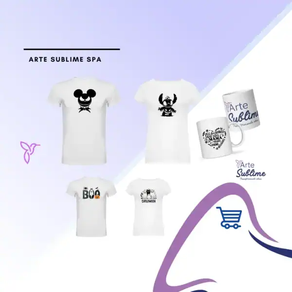 Combo 4 – Pack Familiar Premium - 4 poleras sublimadas + 2 tazas personalizadas (envío gratis en Santiago).