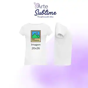 Polera blanca sublimada con corte femenino Personalizada