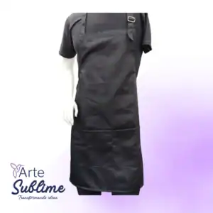 Pechera negra en Poliéster - Delantal en Gabardina Negra