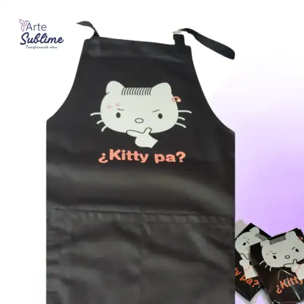 Delantal en gabardina negra a partir de 2 Unidades Kitty