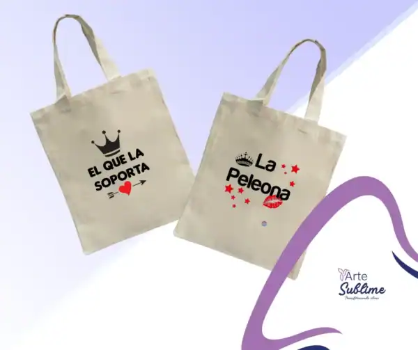 Bolsas de tela personalizadas con mensajes divertidos Totebag Bolsa Crea del Combo dia San Valentin