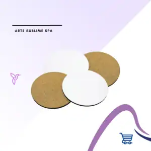 Posavasos MDF Con corcho Redondo 9,5 - Kit de 4 Posavasos Redondo MDF para sublimar