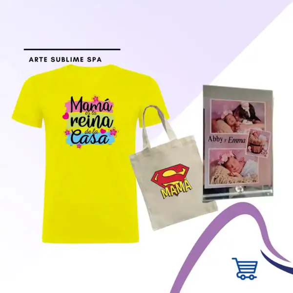 Combo Día de la Madre Polera Personalizada Amarilla
