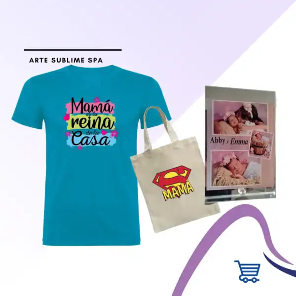 Combo Día de la Madre Polera Personalizada Turquesa