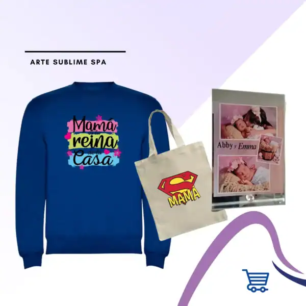 Combo Día de la Madre Polerón Personalizada Azul Royal