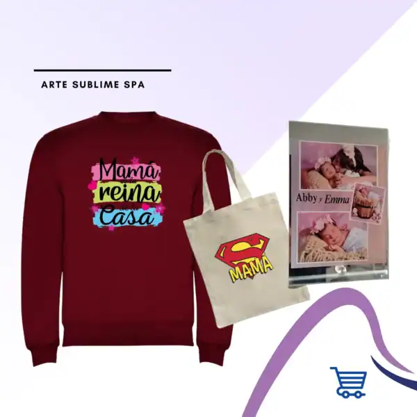 Combo Día de la Madre Polerón Personalizada Granate
