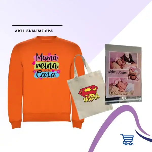 Combo Día de la Madre Polerón Personalizada Naranja