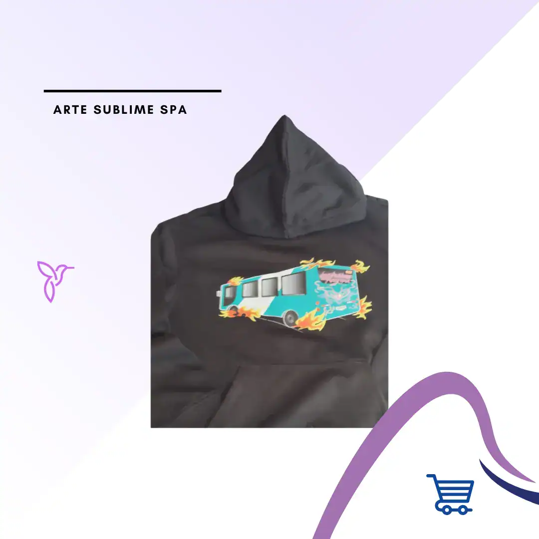 Polerón negro tipo canguro con capucha