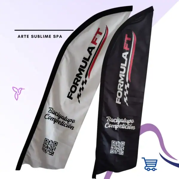 Innovación en banderas deportivas para eventos Servicio de estampado para banderas tipo vela poliéster - Servicio de Estampado para Bandera Tipo Vela 130 x 35 cm en DTF Textil
