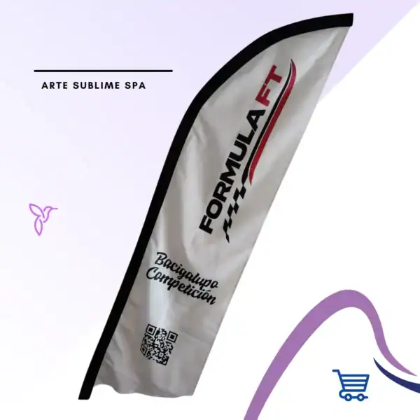 Formulación de suplementos deportivos en Arte Sublime Spa. Servicio de estampado para banderas tipo vela poliéster por un lado - Servicio de Estampado para Bandera Tipo Vela 130 x 35 cm en DTF Textil
