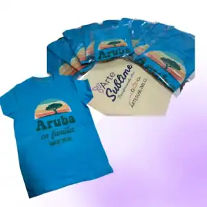 Poleras en algodón estampadas DTF Textil en el frente Aruba