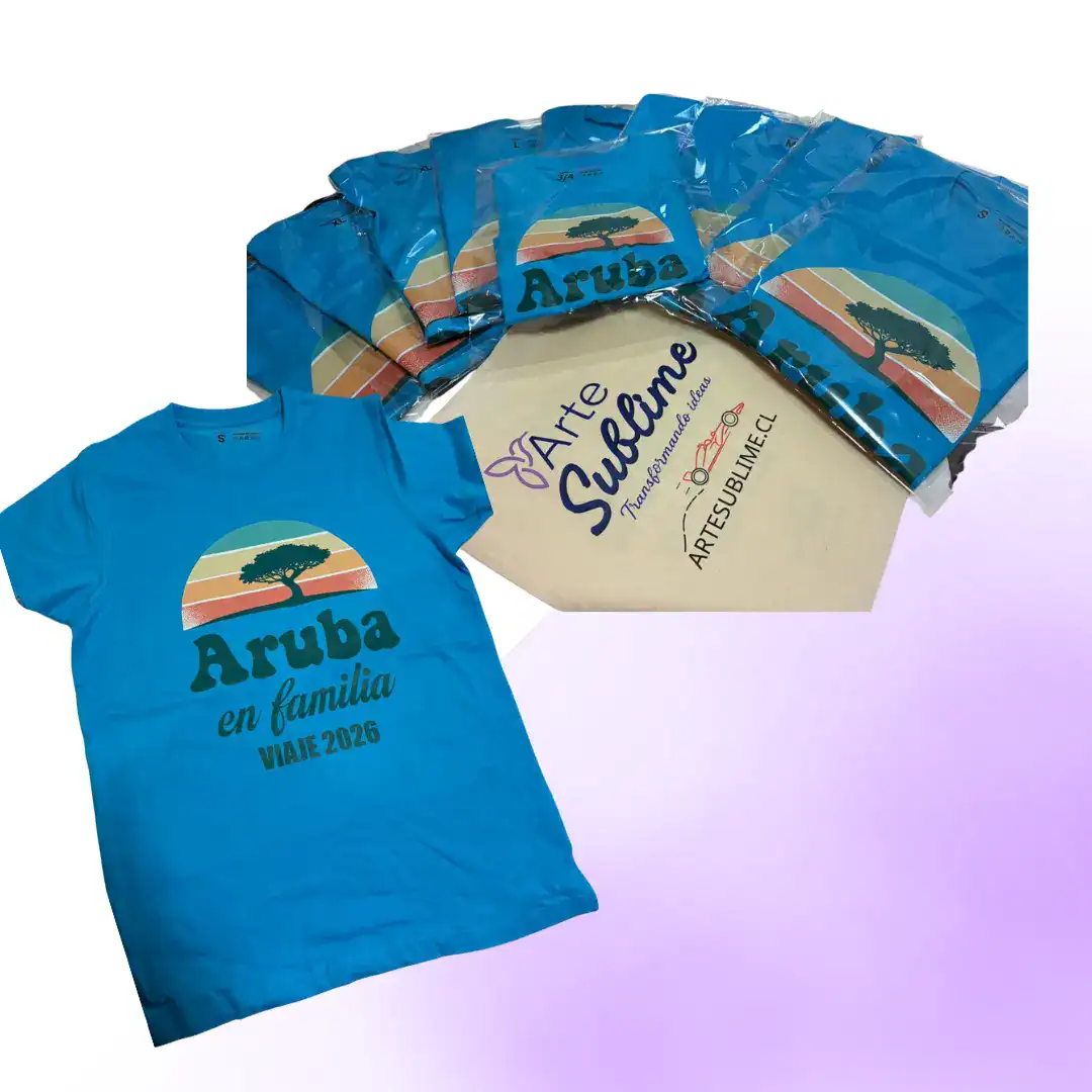 Poleras en algodón estampadas DTF Textil en el frente Aruba