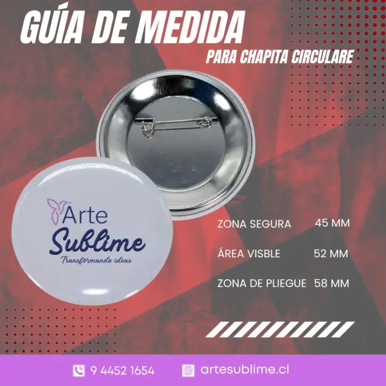 Guía de Medidas y Área Útil para Chapitas Circulares de 58 mm Portada