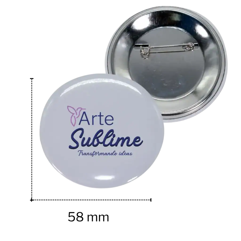 Chapa de 58 mm ejemplo - Guía de Medidas y Área Útil para Chapitas Circulares de 58 mm