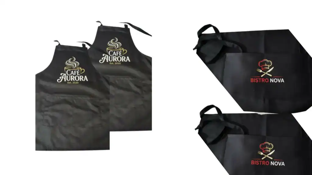 Bolsas personalizadas de tela con logotipos de Cafetería Aurora y Bistro Nova.