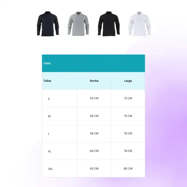 Polera Polo DryFresh Smooth Manga Larga caballero certificado Tallas
