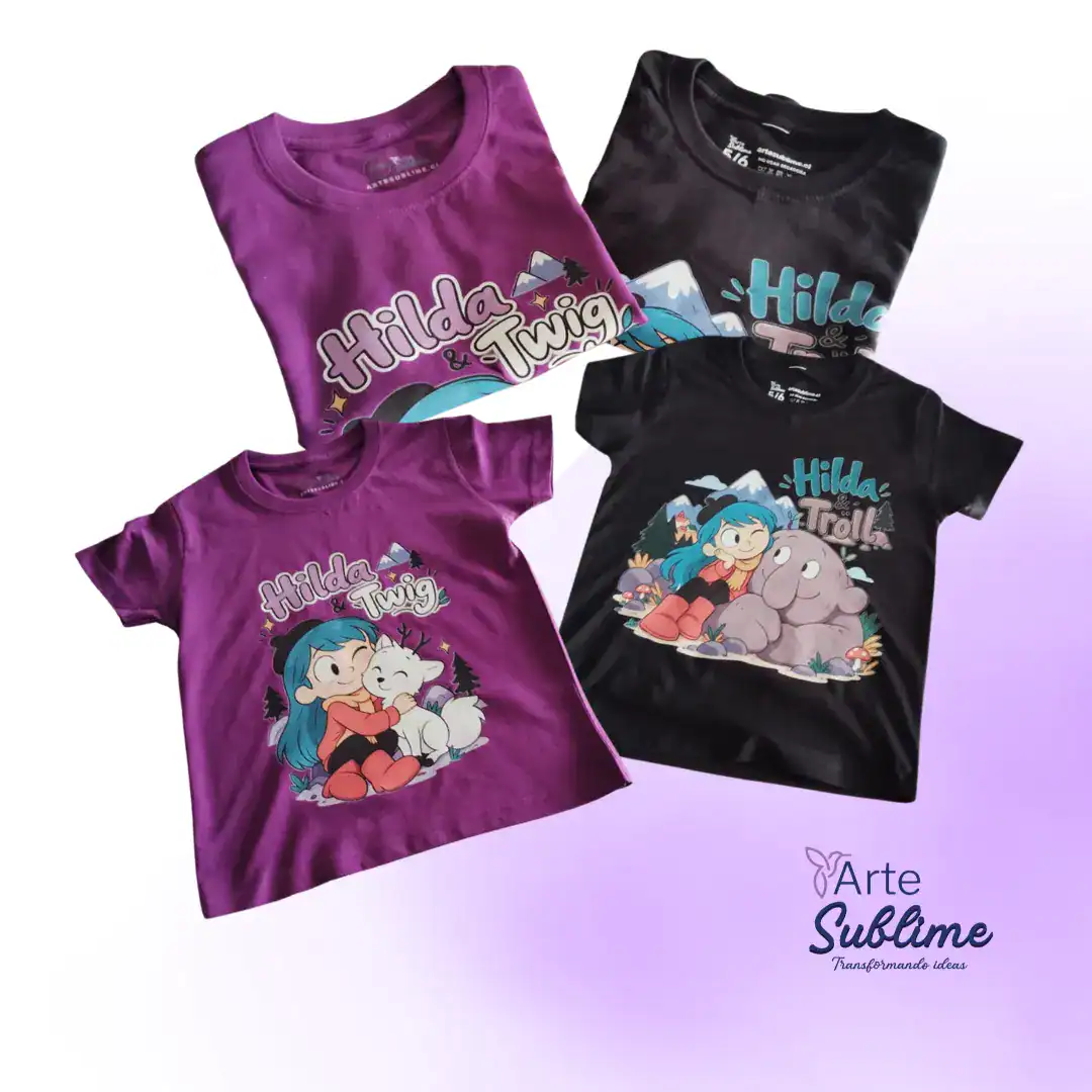 Poleras niños estampados con DTF Textil